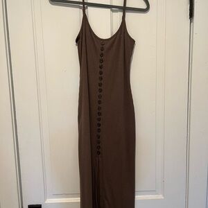 Elegant Brown Button-Down Dress